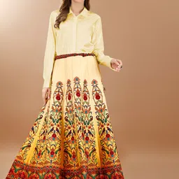 SAPTRANGI Floral Print Flared Maxi Skirt-image-47