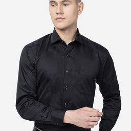 JADE BLUE Men Striped Pure Cotton Opaque Formal Shirt-image-86