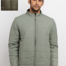 Status Quo Men Olive Green & Grey Reversible Puffer Jacket-28