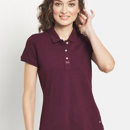 METTLE Women Maroon Polo Collar T-shirt-picture-38