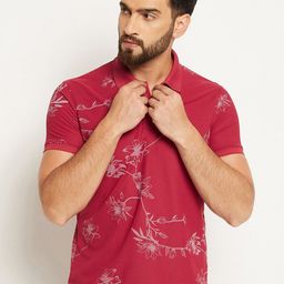 OGEN Floral Printed Polo Collar Short Sleeves T-shirt-image-74