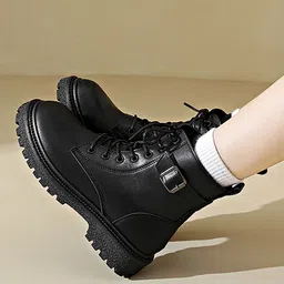 LULU & SKY Women Block-Heeled Mid-Top Regular Boots-image-6