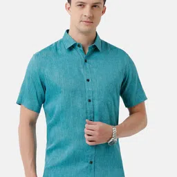 Linen Club Men Solid Sustainable Casual Regular Fit Linen Shirt-image-66
