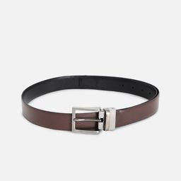 SIMON CARTER LONDON Men Black & Black Textured Reversible Leather Formal Belt-image-43