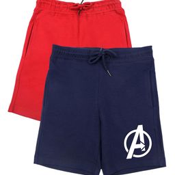 Marvel by Wear Your Mind Boys Pack of 2 Navy Blue & Red Avengers Printed Shorts-picture-12