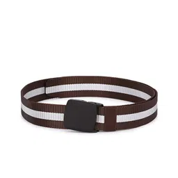 Calvadoss Men Brown Striped Polyester Canvas Belt-picture-48