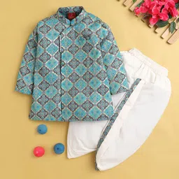 Jeetethnics Boys Ethnic Motifs Mandarin Collar Regular Straight Kurta With Dhoti Pants-23