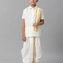 Ramraj Boys Short Sleeves Shirt With Dhoti Pants & Panchakacham-picture-36