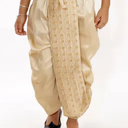 VASTRAMAY Boys Gold Colored Embroidered Silk Blend Dhoti Pants-31