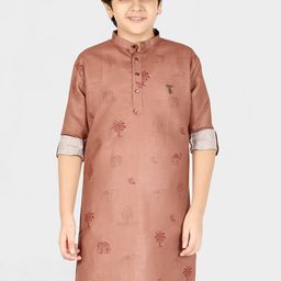 CAVIO Boys Tan Printed Kurta with Pyjamas-picture-40