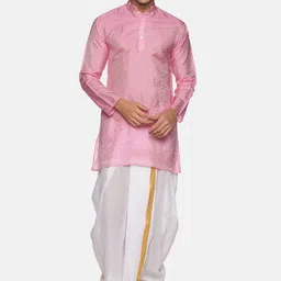 Sethukrishna Men Pink Kurta with Dhoti Pants-image-84