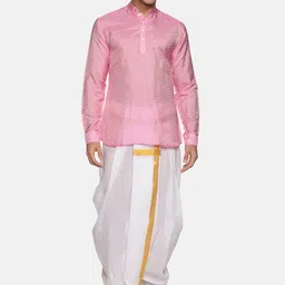 Sethukrishna Men Pink Kurta with Dhoti Pants-image-83