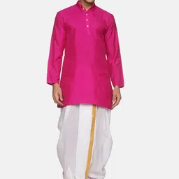 Sethukrishna Men Magenta Kurta with Dhoti Pants-picture-27