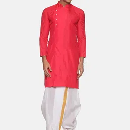 Sethukrishna Men Rose Kurta with Dhoti Pants-image-99