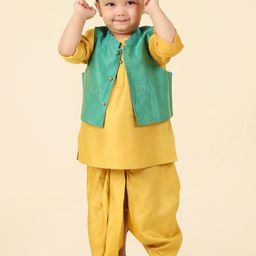Fabindia Infant Boys Round Neck Straight Kurta with Dhoti Pants & Nehru jacket-45