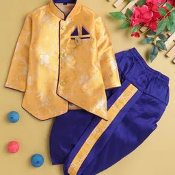 Jeetethnics Boys Floral Woven Design Cotton Silk Kurta With Dhoti Pants-41