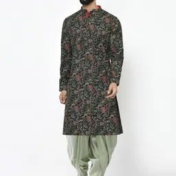 KISAH Ethnic Motifs Printed Pure Cotton Kurta with Dhoti Pants-picture-47