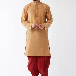 VASTRAMAY Men Rose Gold Kurta with Dhoti Pants-image-62