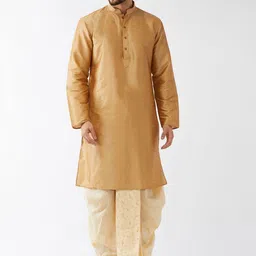VASTRAMAY Men Rose Gold Kurta with Dhoti Pants-image-63