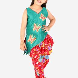 KID1 Girls Green Floral Printed Kurti with Dhoti Pants-image-42