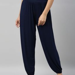 Go Colors Women Navy Blue Solid Loose-Fit Harem Pants-picture-10