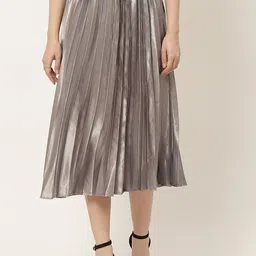 Slenor Satin Flared Midi Skirt-image-91