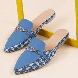 Try Me Pointed Toe Printed Embellished Mules-62