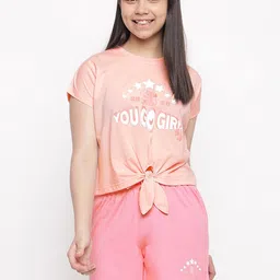 Lil Tomatoes Girls Typography Printed Night Suit-image-45