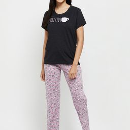 max Women Grey & Purple Printed Night suit 100% COTTON-image-44