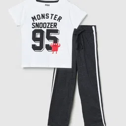 max Boys White & Black Printed Night suit-image-43