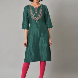 W Women Ethnic Motifs Embroidered Thread Work Kurta With Leggings-image-62