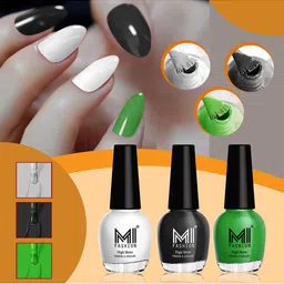 MI FASHION Vernis A Ongles Set Of 3 High-Shine Nail Polish -MilkyWhite,JetBlack,GrassGreen-image-28