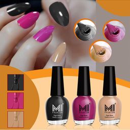 MI FASHION Set of 3 Vernis A Ongles High Shine Long Lasting Shimmer Nail Paint - 15ml each-image-91