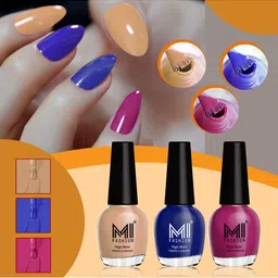 MI FASHION Vernis A Ongles Set Of 3 High-Shine Nail Polish -SweetNude,RoyalBlue,BrightPlum-image-43