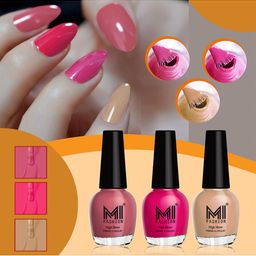 MI FASHION Set Of 3 High-Shine Long-Lasting Glossy Nail Paint - 15ml each-image-62