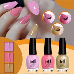 MI FASHION Vernis A Ongles Set Of 3 High-Shine Nail Polish - Nude Pink,Carrot Red,Nude-image-38