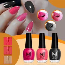 MI FASHION Vernis A Ongles Set Of 3 High Shine Long Lasting Nail Paints - 15 ml Each-image-34