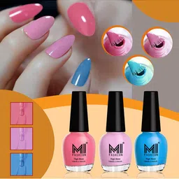 MI FASHION Vernis A Ongles Set Of 3 High-Shine Nail Polish - NudePink,CarrotRed,OceanBlue-image-64