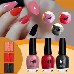 MI FASHION Vernis A Ongles Set Of 3 High-Shine Nail Polish - Nude Spring,Red,Jet Black-image-28
