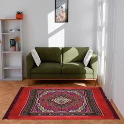 Kuber Industries Red Ethnic Motifs Water Resistant  Carpet-29