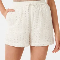 Forever New Self Design High-Rise Pure Cotton Shorts-image-80