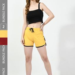 BAESD Women Pack of 2 High-Rise Pure Cotton Shorts-42
