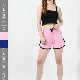 BAESD Women Pack Of 2 Pure Cotton Hotpants Shorts-image-61