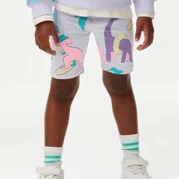 Marks & Spencer Girls Graphic Printed High-Rise Cotton Shorts-image-64