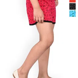 BAESD Girls Pack Of 4 Conversational Printed High-Rise Cotton Shorts-image-94