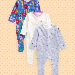 mothercare Infant Girls Pack of 3 Pure Cotton Printed Sleepsuits-picture-10