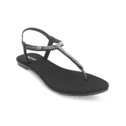 Metro  Embellished T- Strap Flats With Backstrap-14