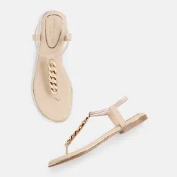 Kenneth Cole Embellished Open Toe T-Strap Flats-2