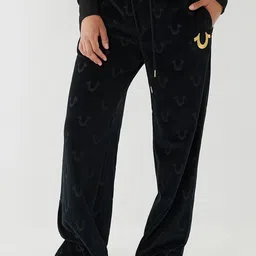True Religion Women Self Design Textured Relaxed Fit Mid-Rise Track Pants-19