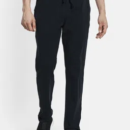 Octave Men Navy Blue Solid Cotton Track Pants-picture-19